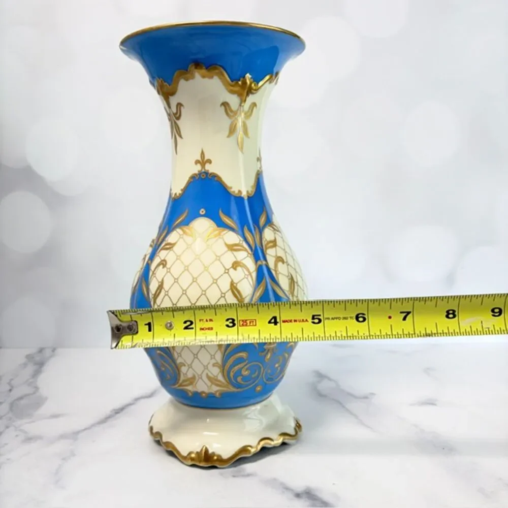 Vintage Rosenthal Pompadour Marquis Blue Gold Porcelain Vase 10.25